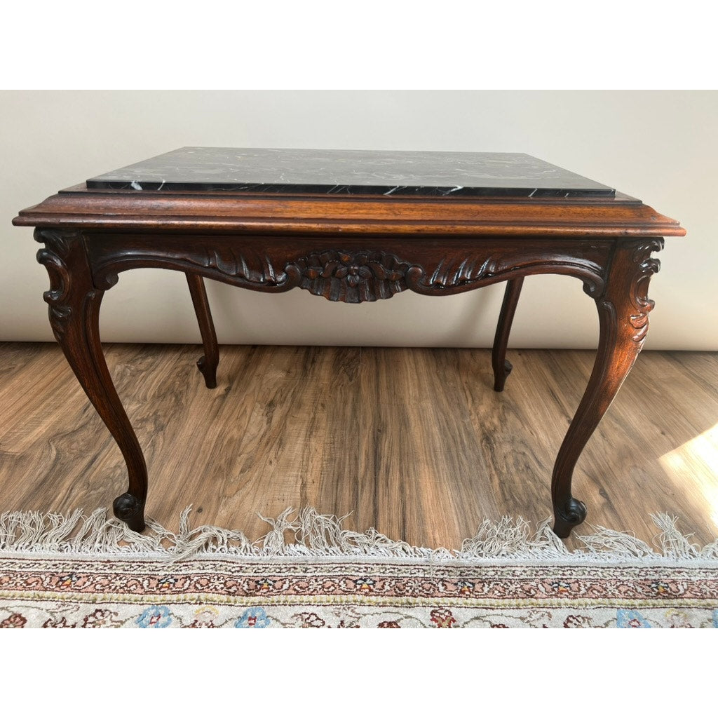 Antique French Louis XV Black Marble Top Stand with Cabriole Legs c. late 19th Century
