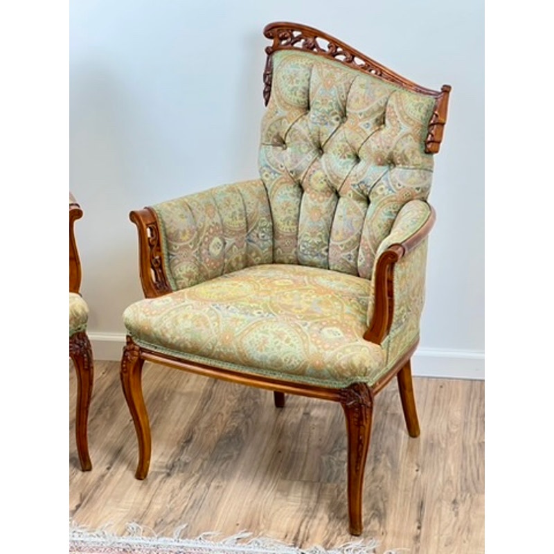 Vintage Pair Hollywood Regency Style Angel Wing Back Chairs