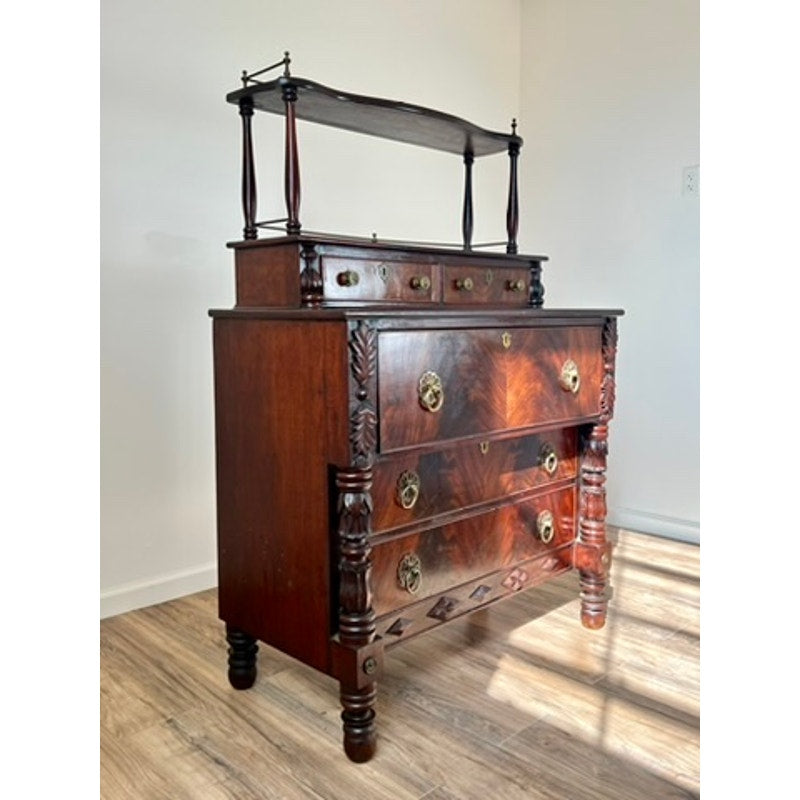 Antique Federal Period Three Drawer Chest with Gallery c. 1820