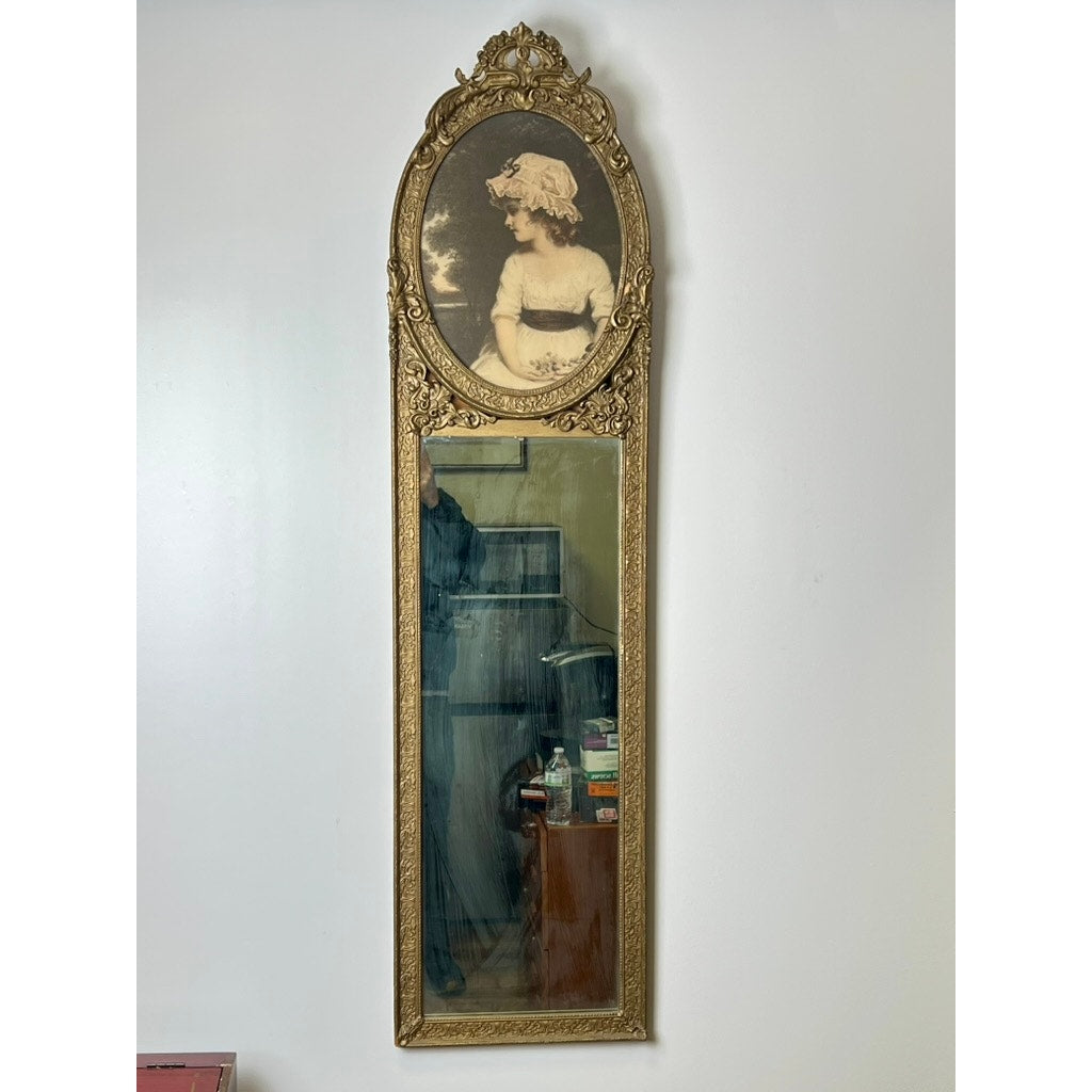 Antique Victorian Louis XV Style Trumeau Wall Mirror c. 1900
