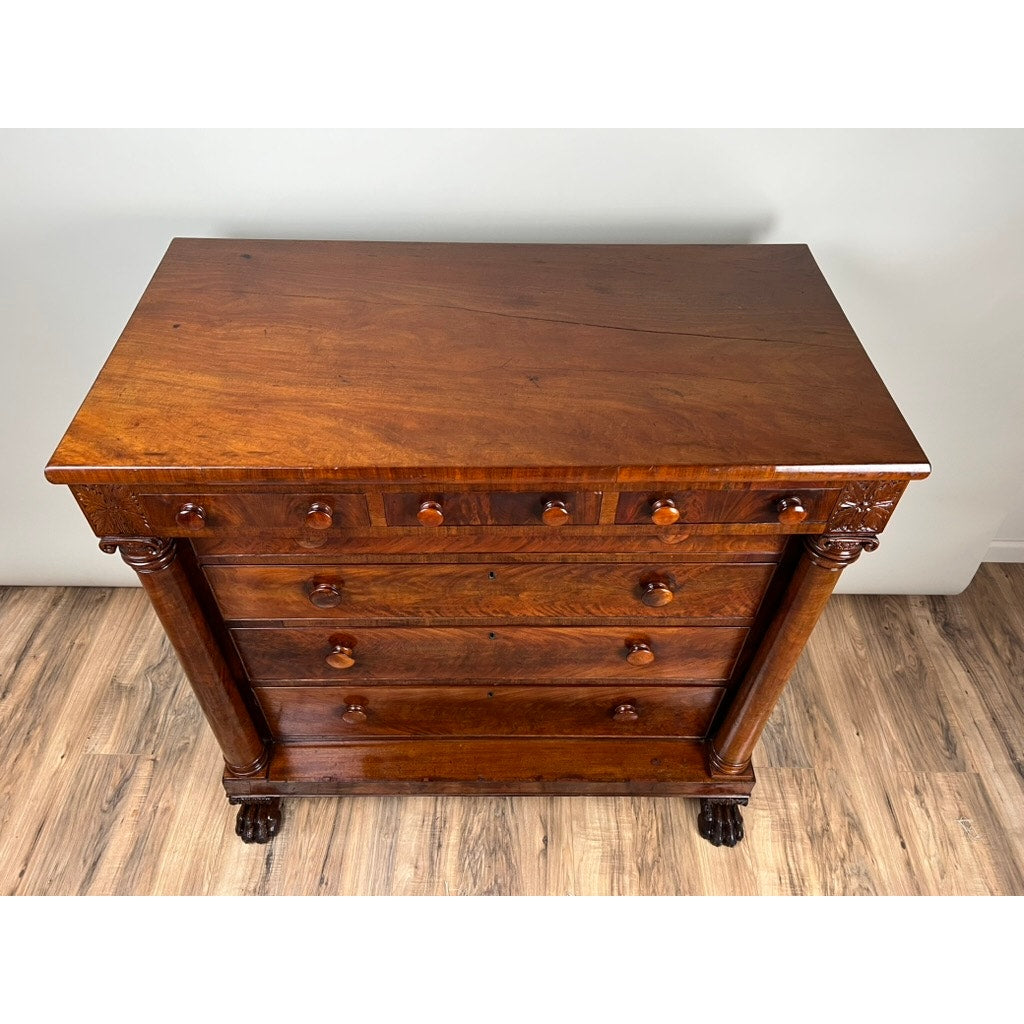 Antique Late Federal Mahogany Paw Foot Chest of Drawers c. 1840