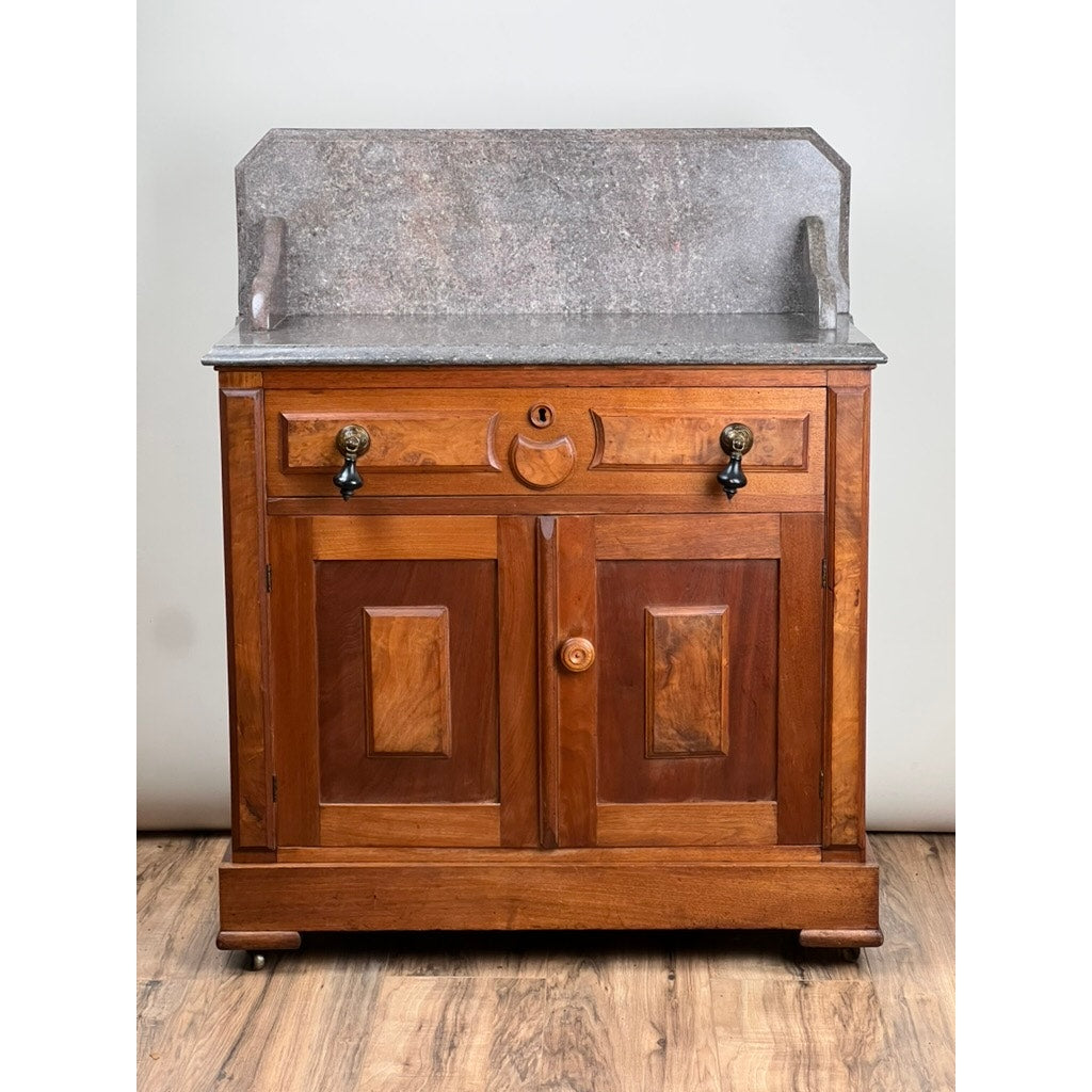 Antique Eastlake Victorian Walnut Marble Top Commode c. 1900