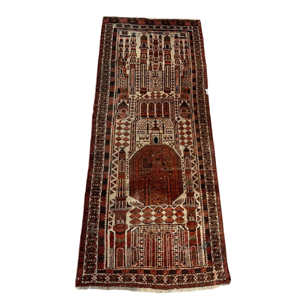 Antique Afghan Kizil Ayak Mosque Prayer Rug 2’4 x 5’7