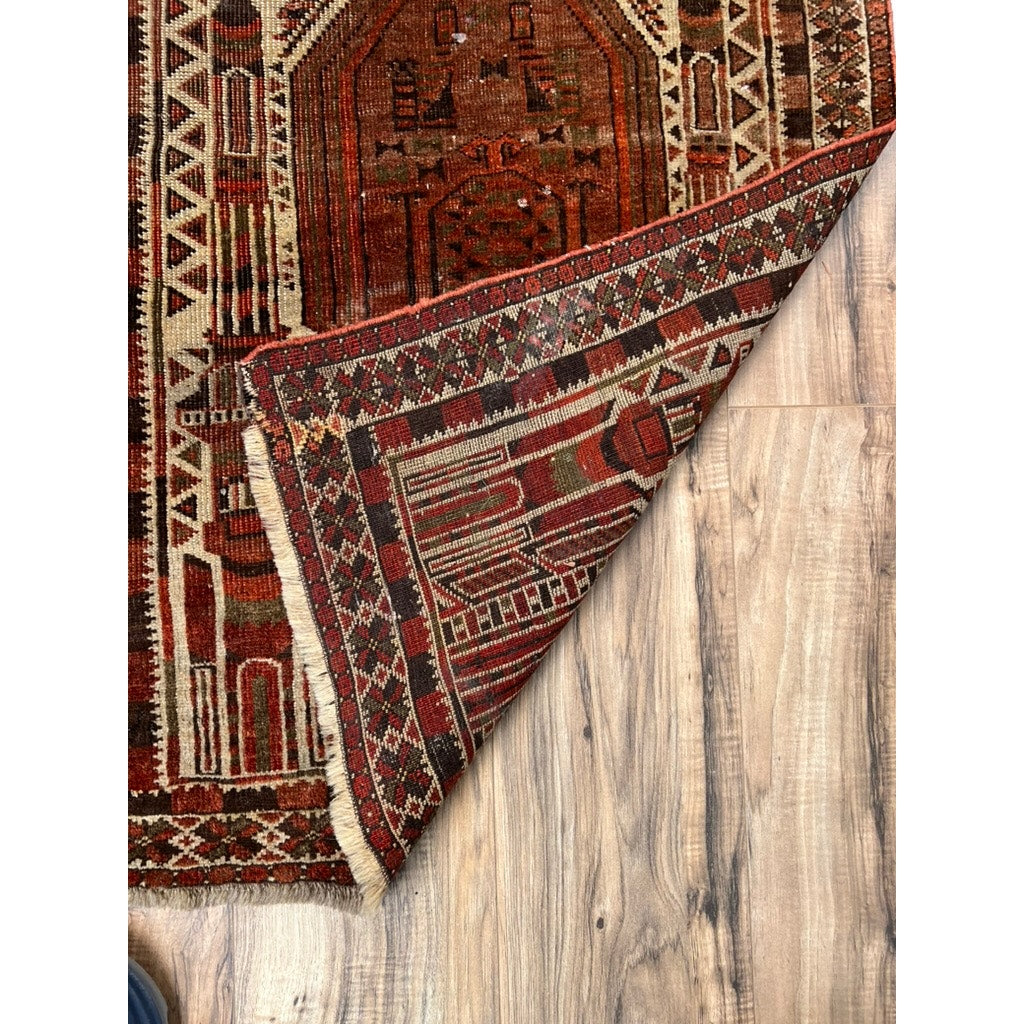 Antique Afghan Kizil Ayak Mosque Prayer Rug 2’4 x 5’7