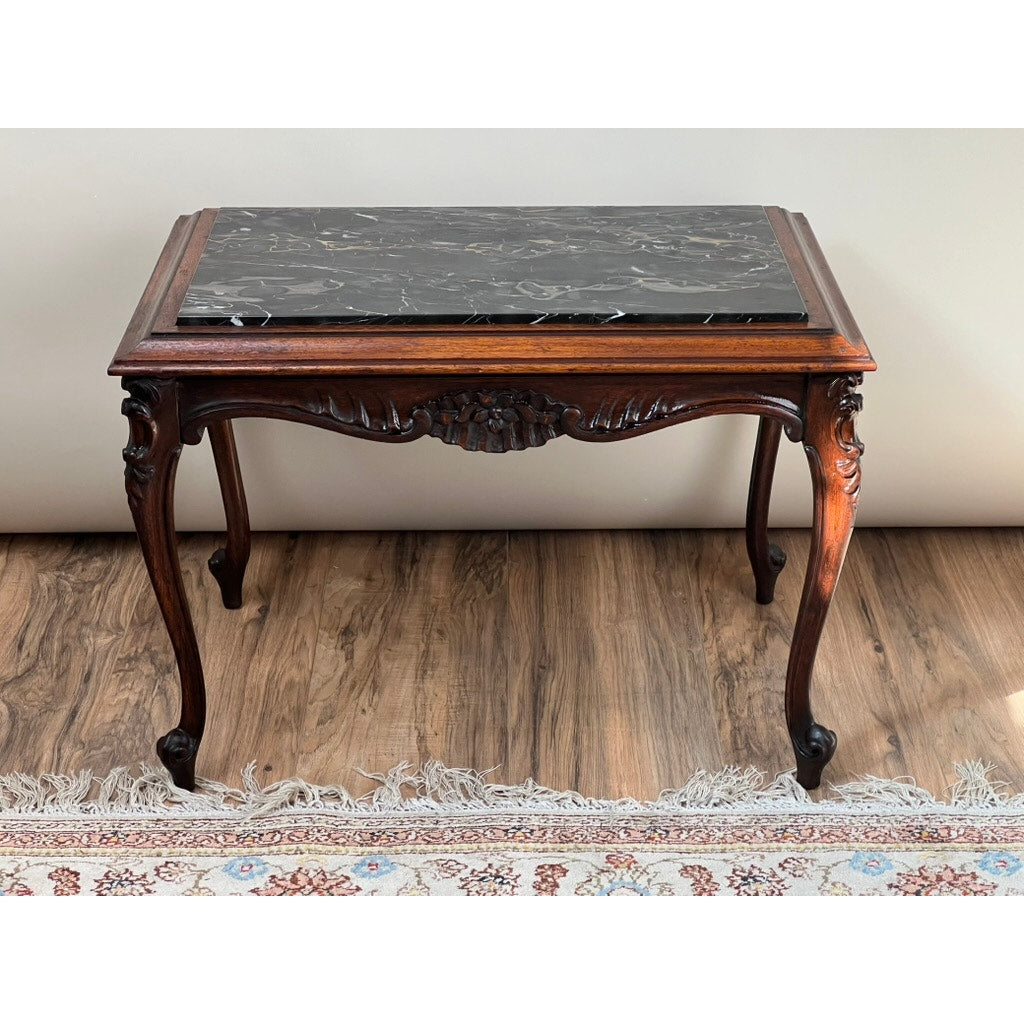 Antique French Louis XV Black Marble Top Stand with Cabriole Legs c. late 19th Century