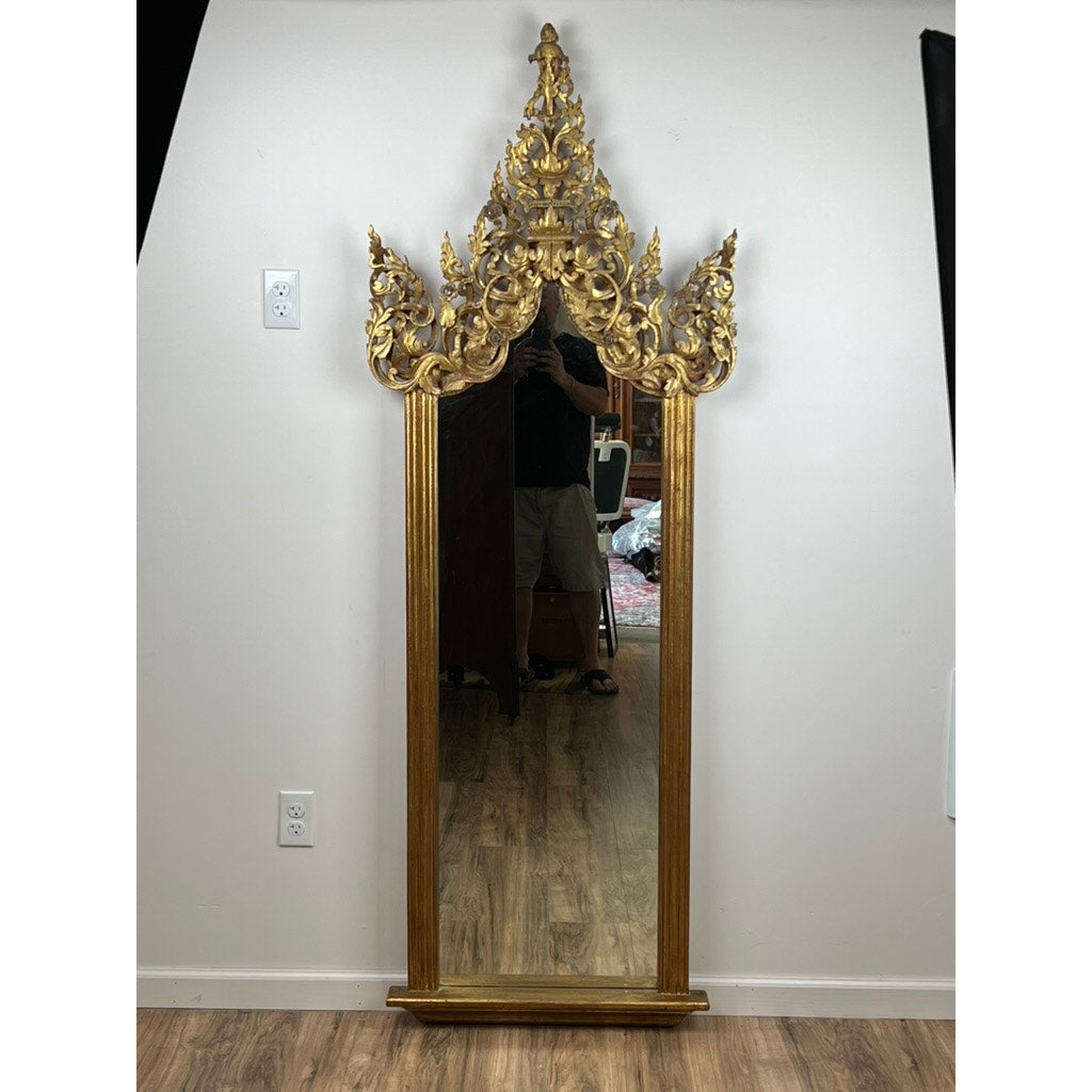 Antique Giltwood Burmese Shrine Mirror c. 19th Century