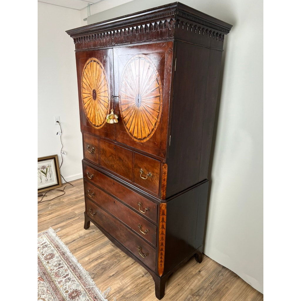 Antique George III Mahogany Wardrobe and Butlers Secretary c. Late 18th Century