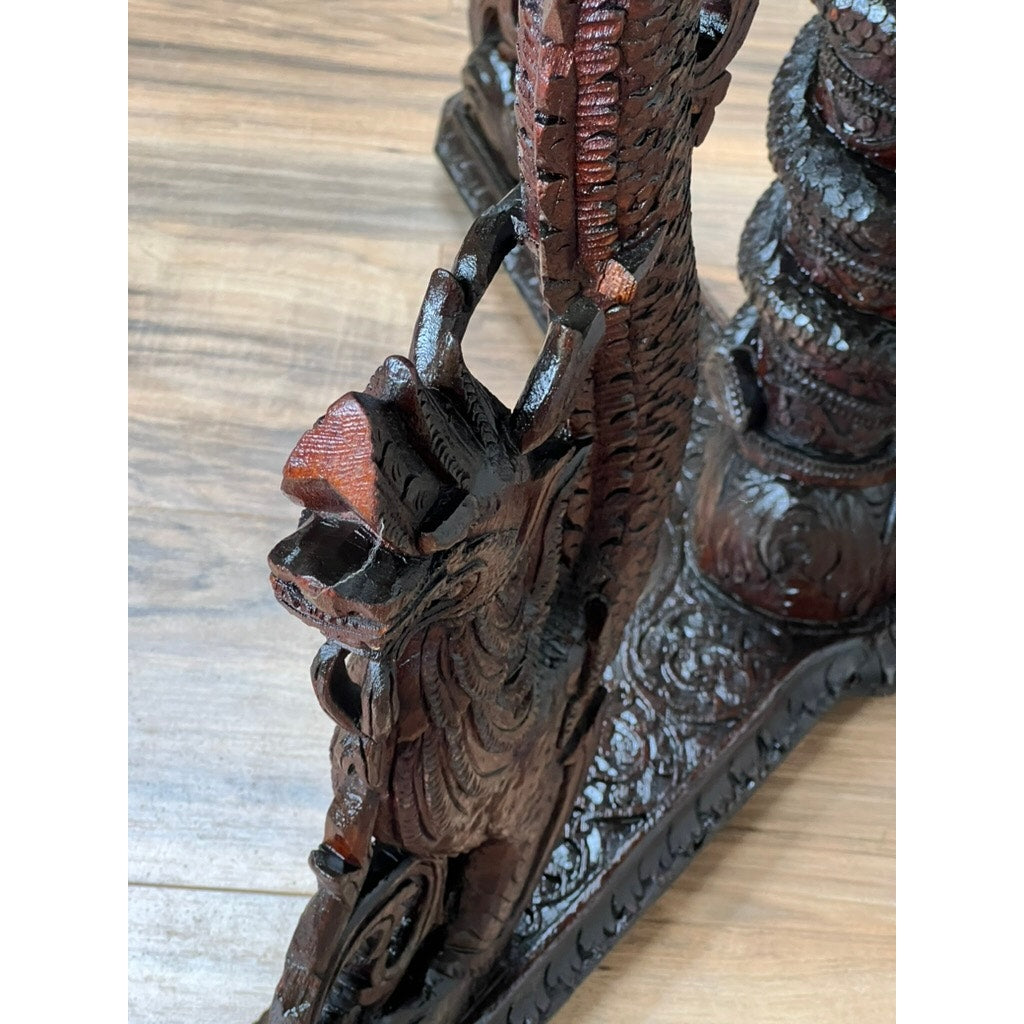 Antique Burmese Carved Dragon and Serpent Table c. 19th Century