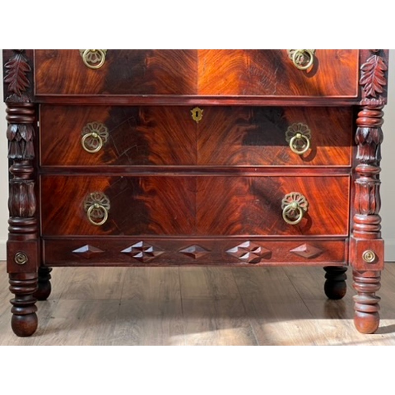 Antique Federal Period Three Drawer Chest with Gallery c. 1820