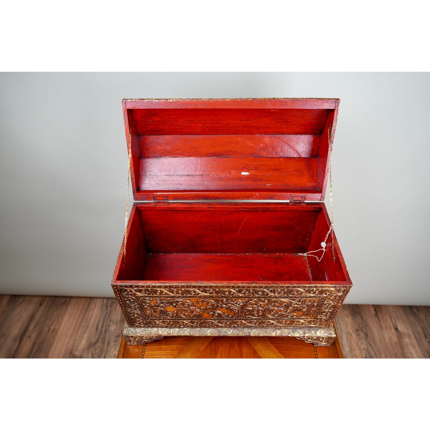 Vintage Burmese Gilt Wood Bejeweled Temple Box