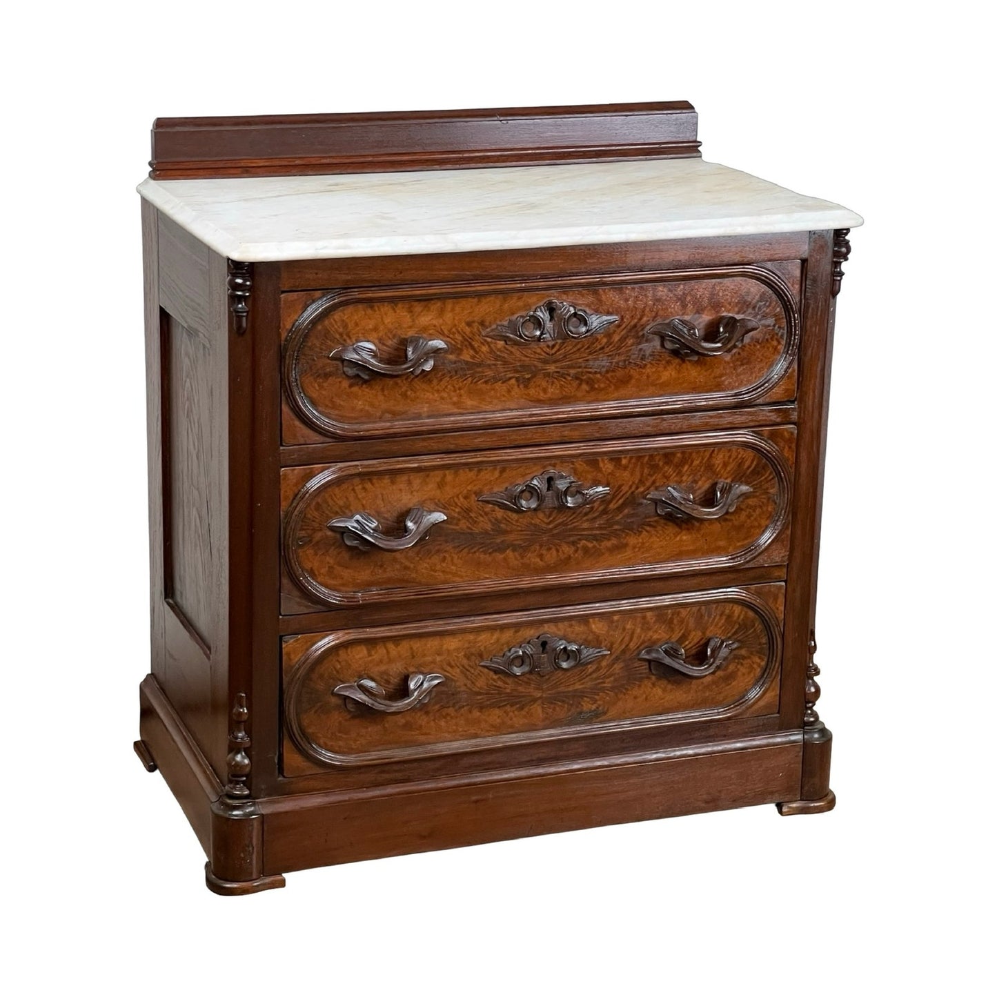 Antique Victorian Walnut Three Drawer Bachelor’s Chest c. 1880