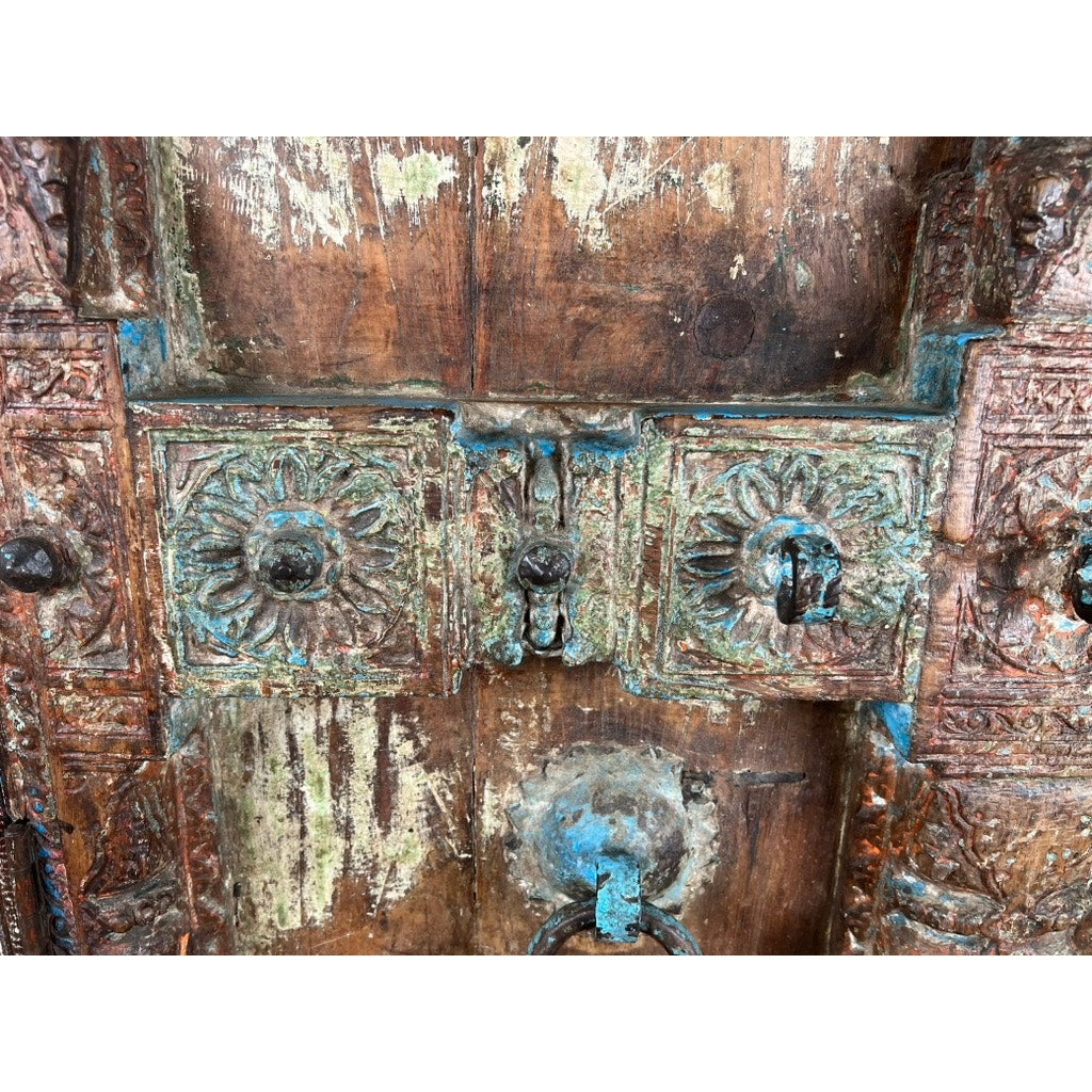 Repurposed Antique Indian Carved Door Armoire