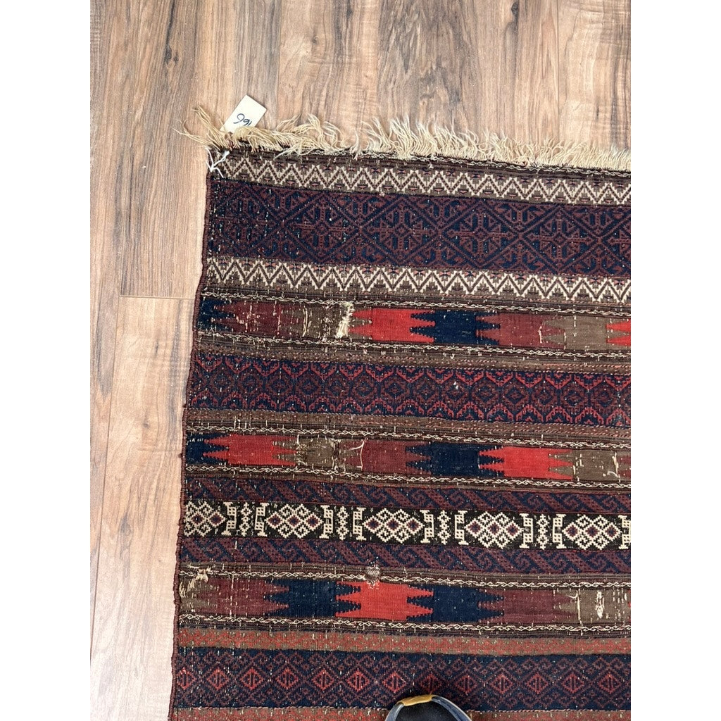 Antique Afghan Baluch Kilim Rug c. Late 19th Century 2’7 x 4’8