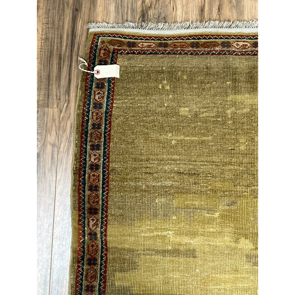 Antique Anatolian Village Runner Rug with Olive Abrash Field, c. Early 20th Century – 2’4 x 5’9