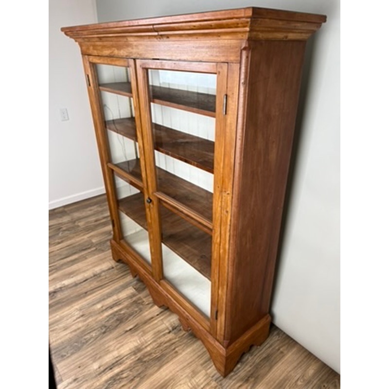 Antique Country Pine Glass Door Book Case Probably Pennsylvania or Virginia c. Mid 19th Century