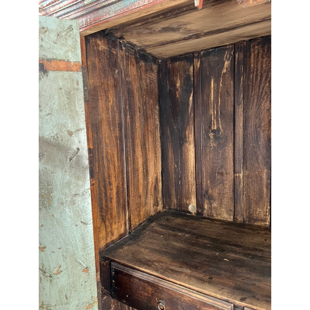 Repurposed Antique Indian Carved Door Armoire