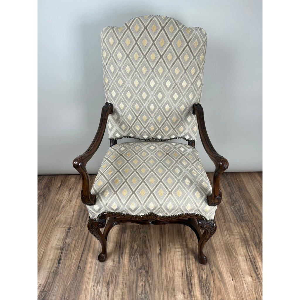 Antique French Régence Style Carved Mahogany Arm Chair, c. Early 19th Century