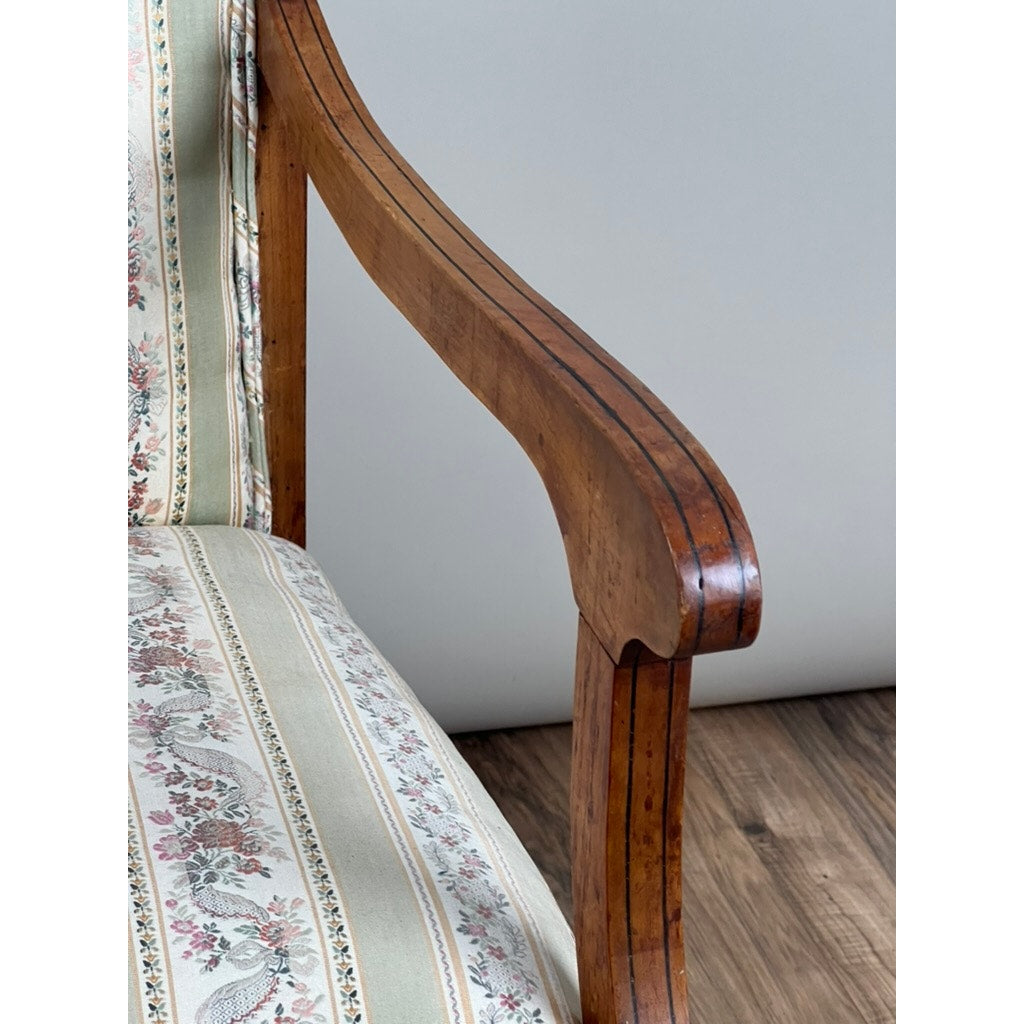 Antique 19th Century Biedermeier Fruitwood Wing Back Chair Probably German or Austrian