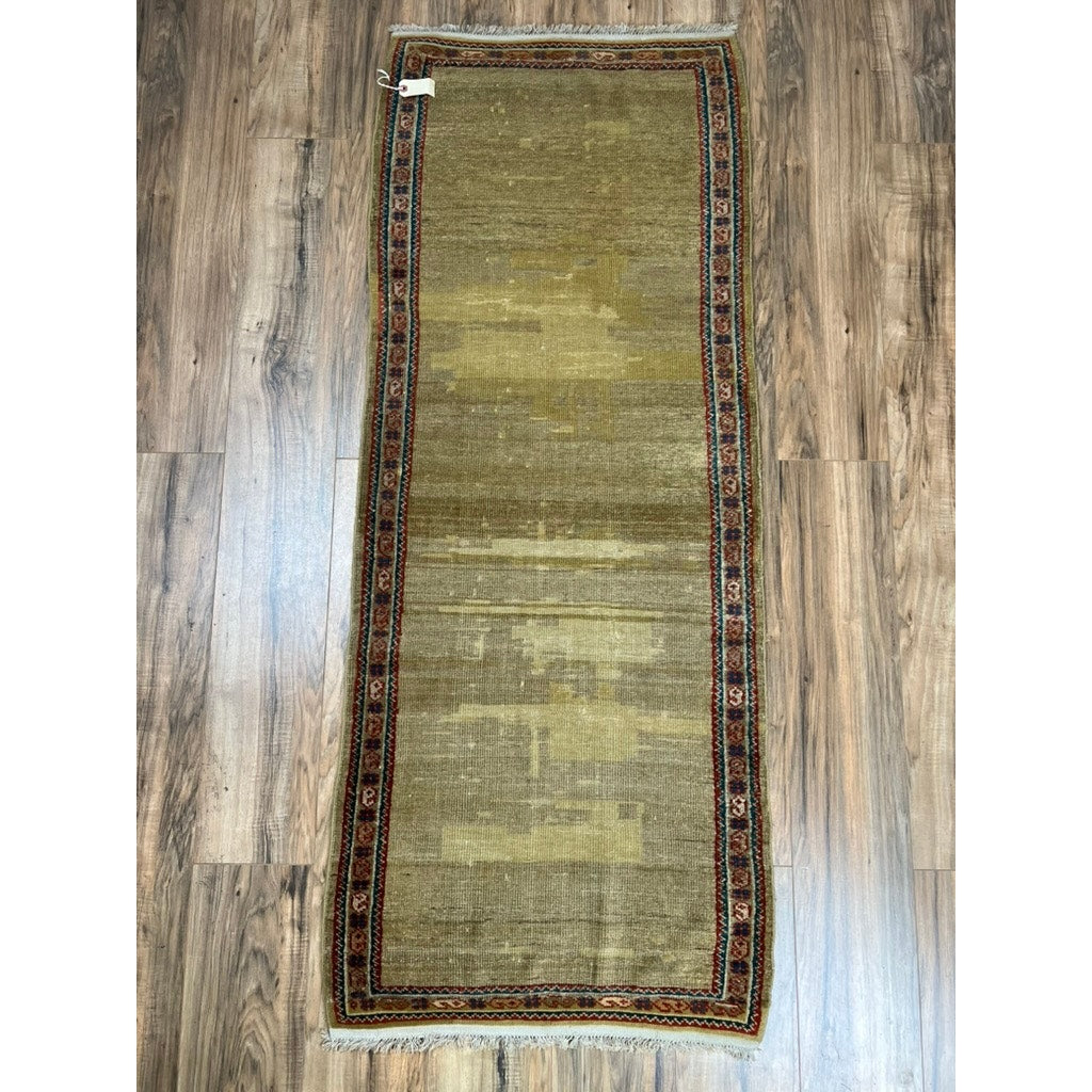 Antique Anatolian Village Runner Rug with Olive Abrash Field, c. Early 20th Century – 2’4 x 5’9