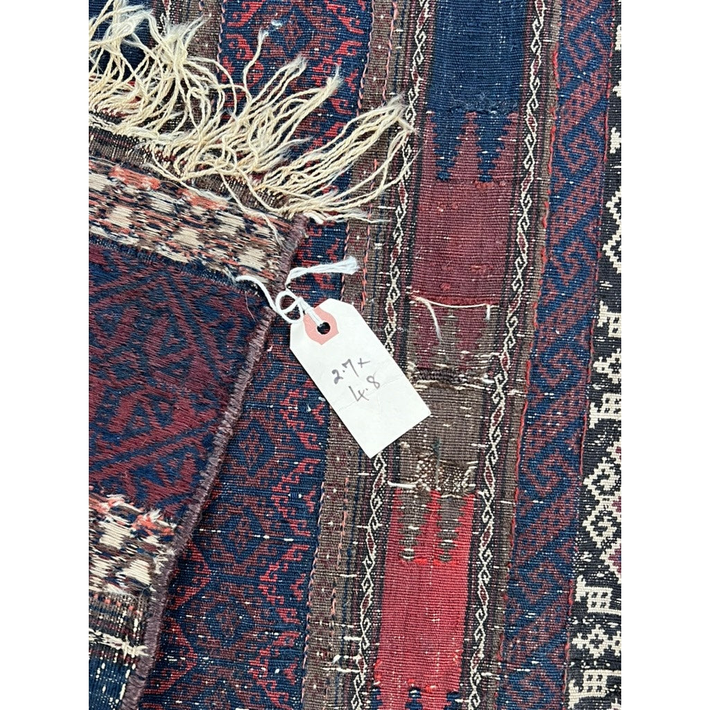 Antique Afghan Baluch Kilim Rug c. Late 19th Century 2’7 x 4’8