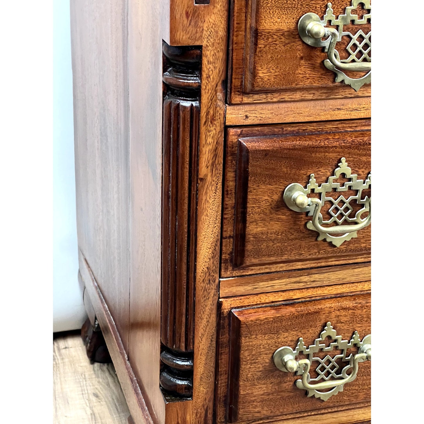 Antique Chippendale Style Mahogany Block Front Secretary c. 1910