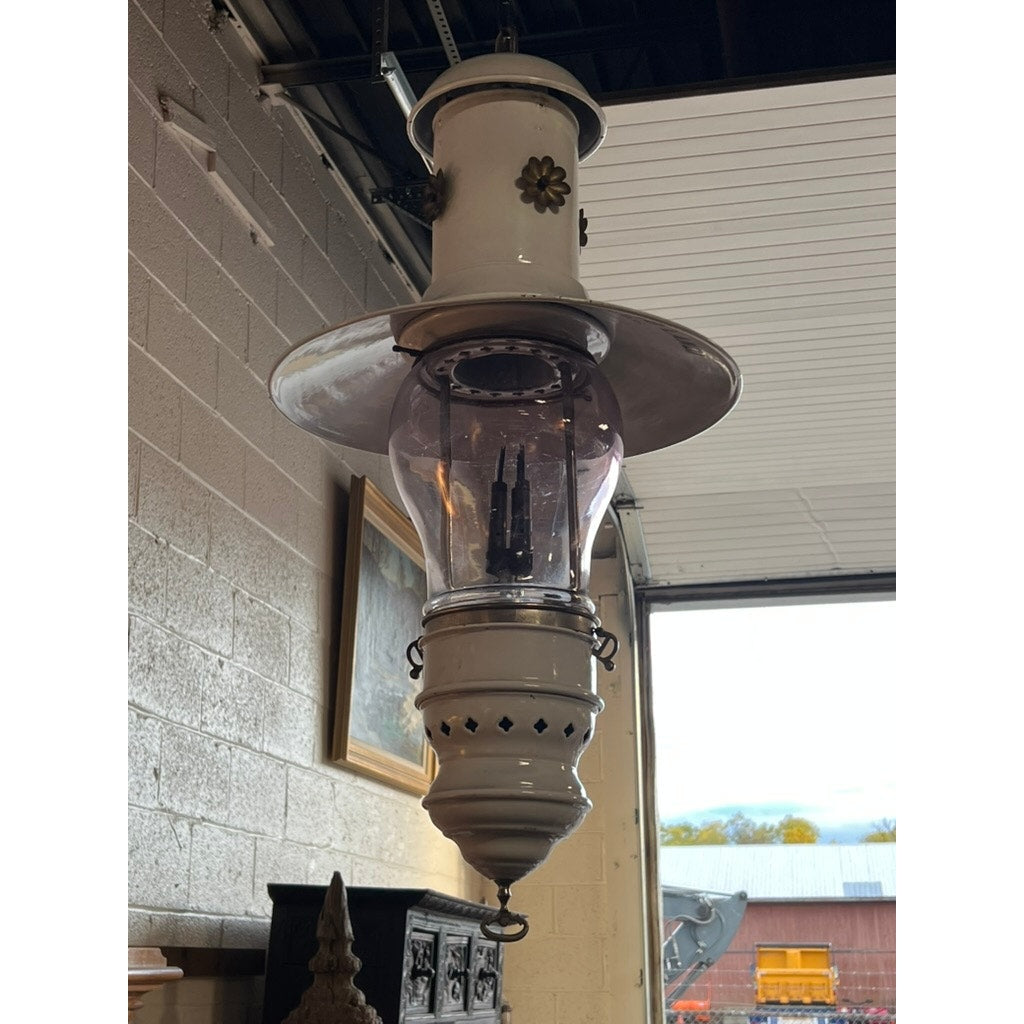 Antique French Industrial White Porcelain Gas Lamp “Systeme Tito Landi” c. 1900
