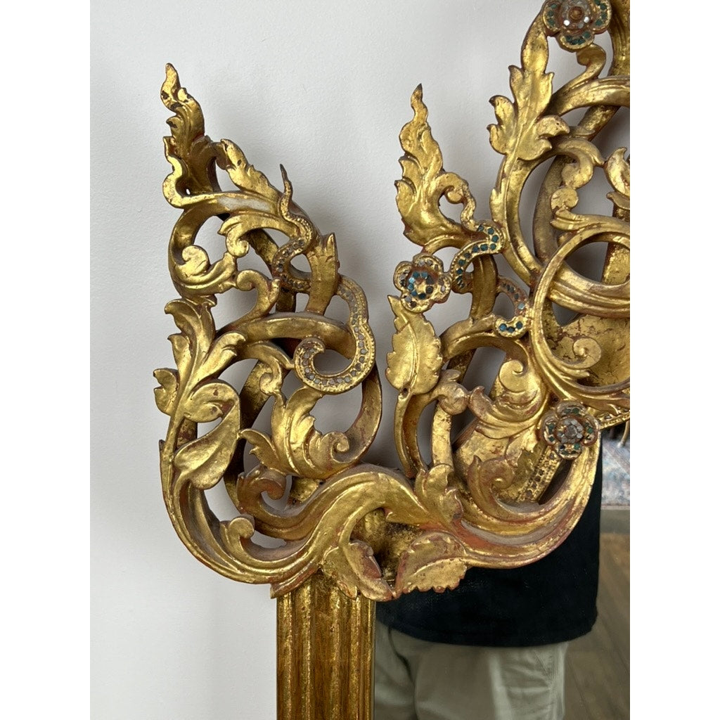 Antique Giltwood Burmese Shrine Mirror c. 19th Century