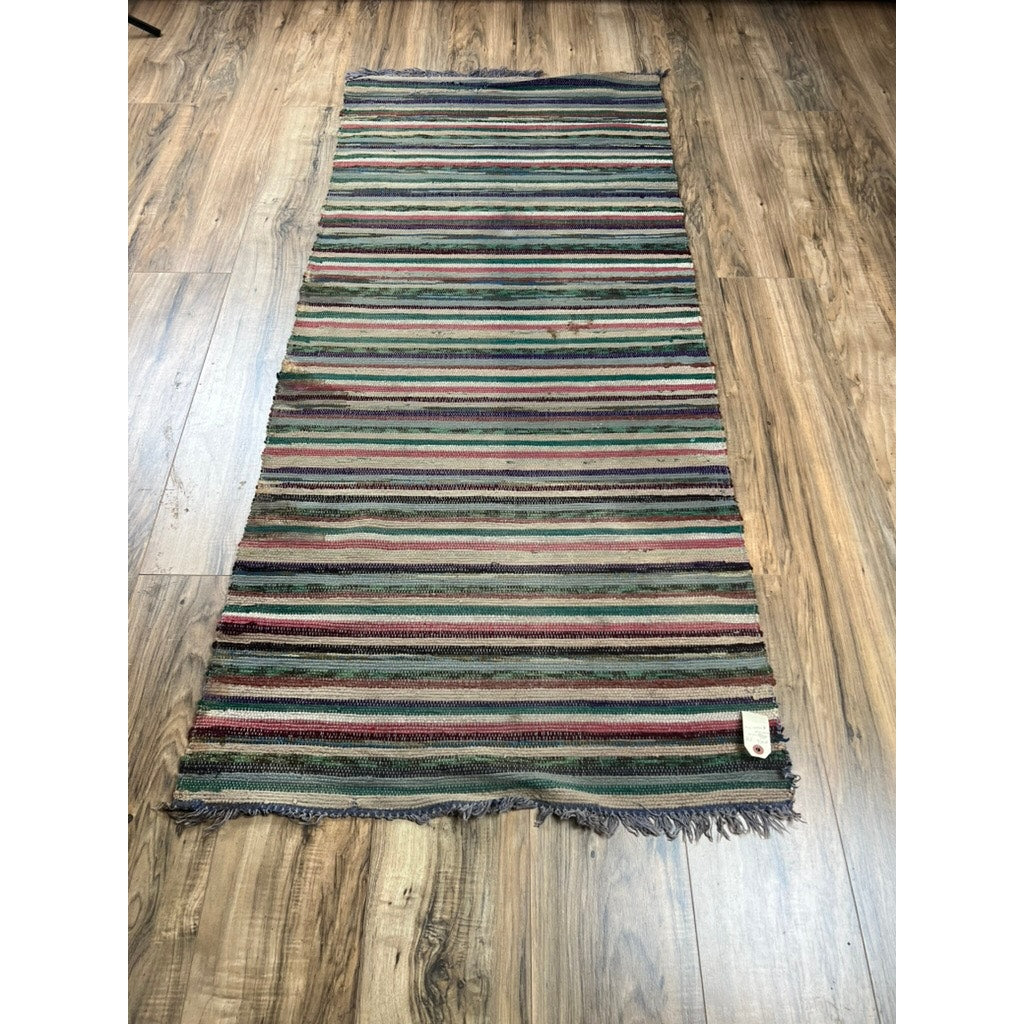 Antique American Rag Rug c. Early 20th Century 2’7 x 5’9