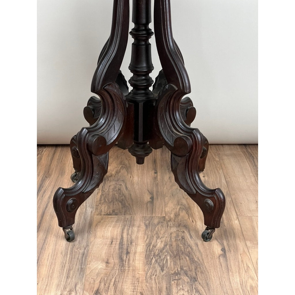 Antique Victorian Walnut Marble Top Stand c. 1890
