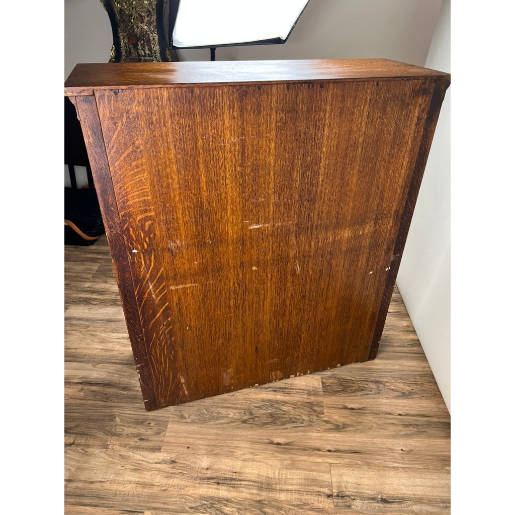 Antique Tiger Oak Glass Door Bookcase c. 1920