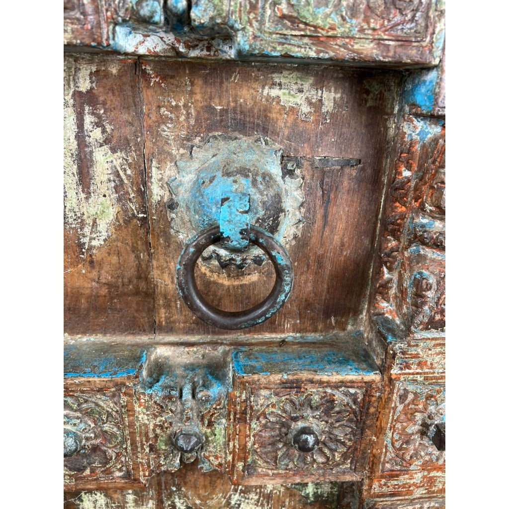 Repurposed Antique Indian Carved Door Armoire