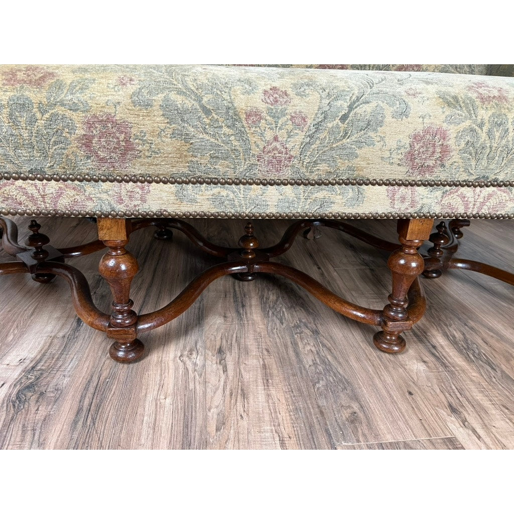 Antique French Louis XIV Style Highback Settee c. Late 19th Century