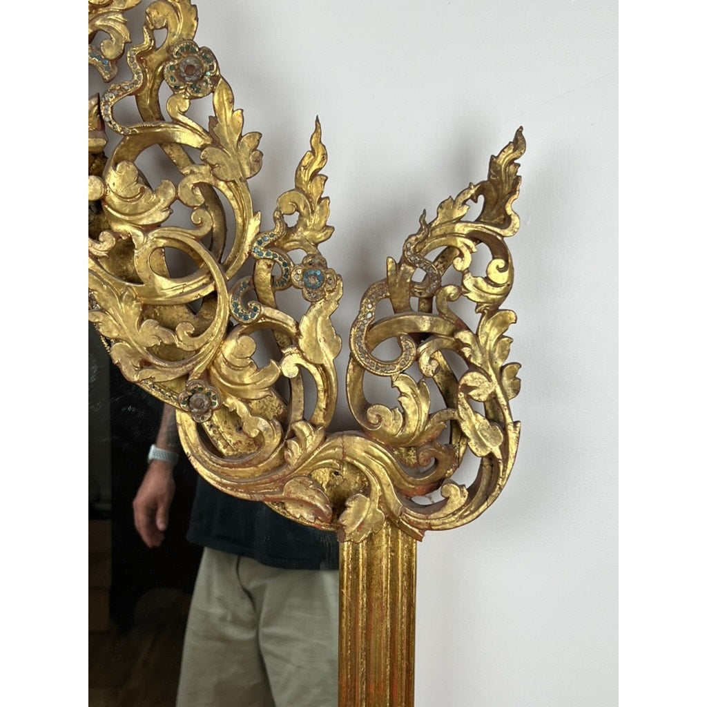 Antique Giltwood Burmese Shrine Mirror c. 19th Century