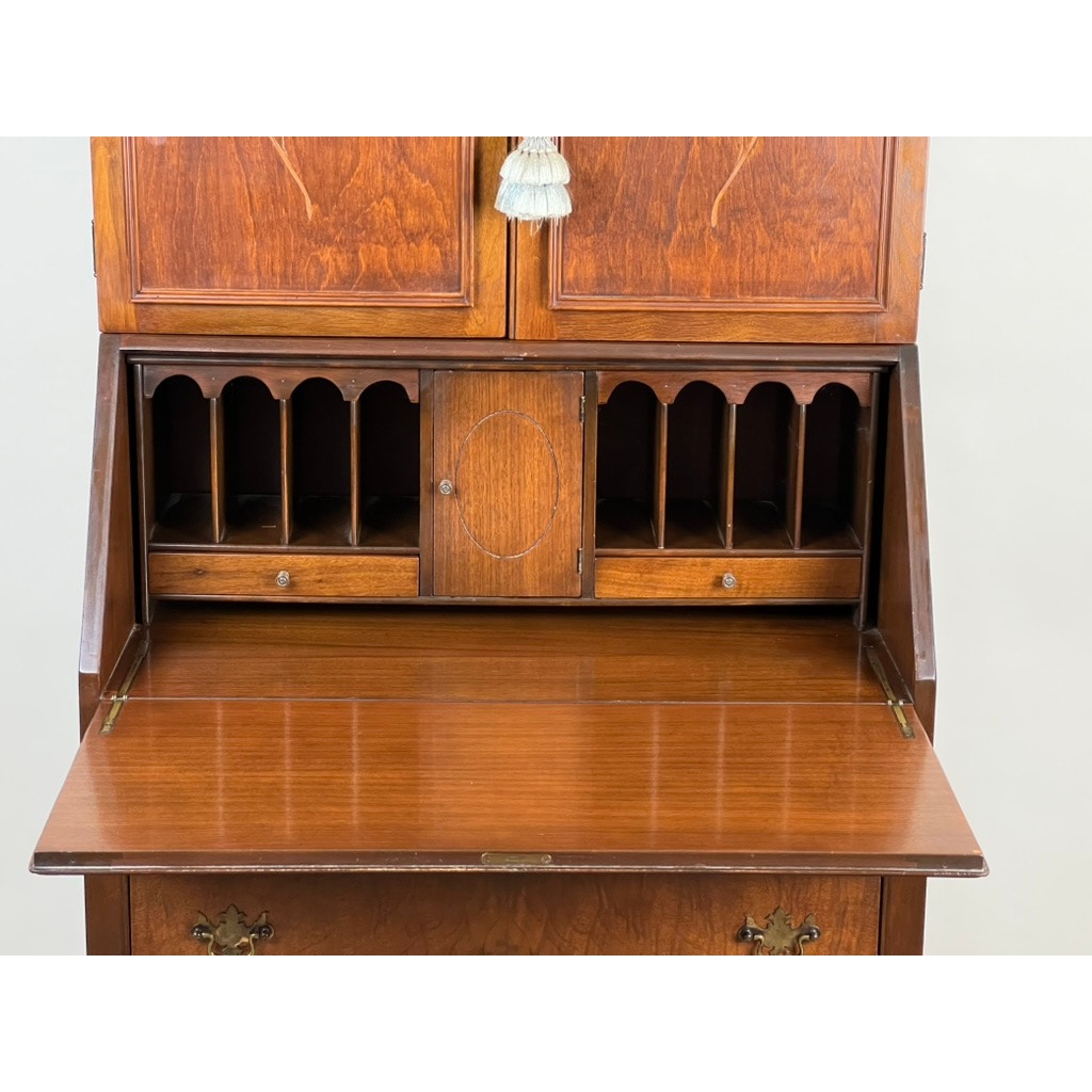 Vintage Mahogany Queen Anne Slant Front Secretary by Maddox c. 1950