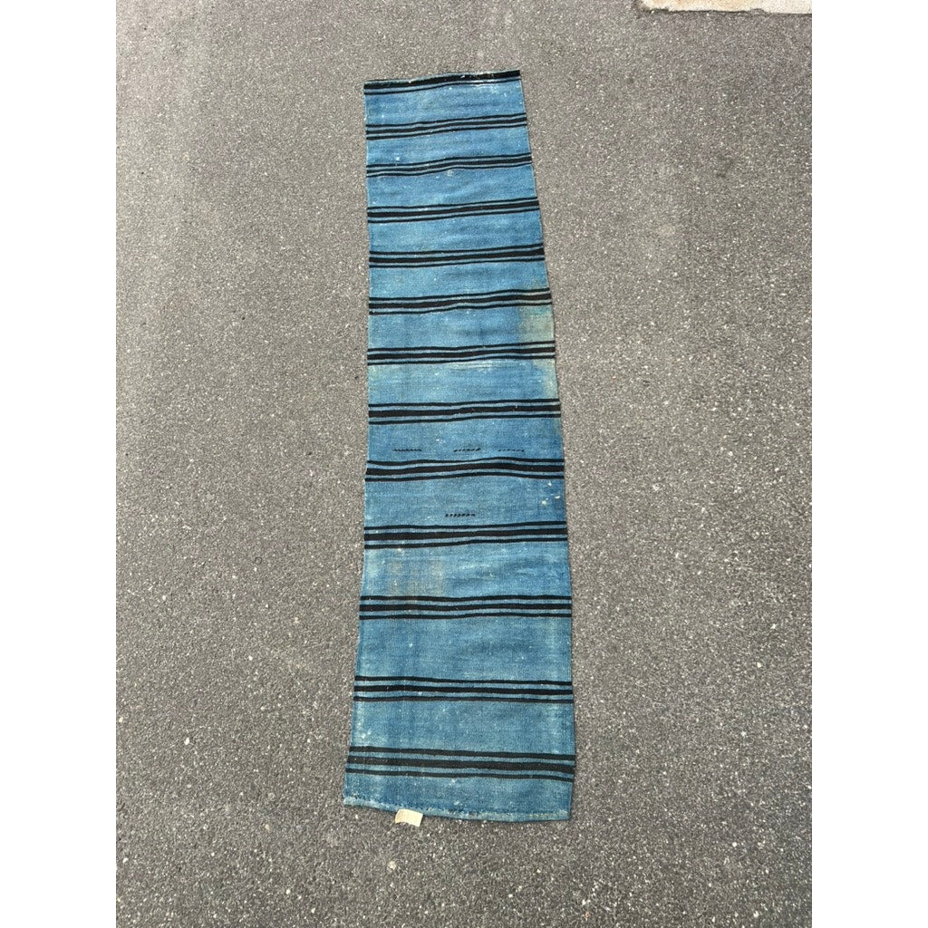 Antique Persian Indigo Blue Handwoven Cotton Runner c. Early 20th Century – 2’ x 9’1
