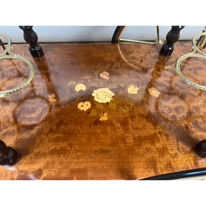 Vintage Fine Italian Burlwood Marquetry Tea Cart by Sorrento