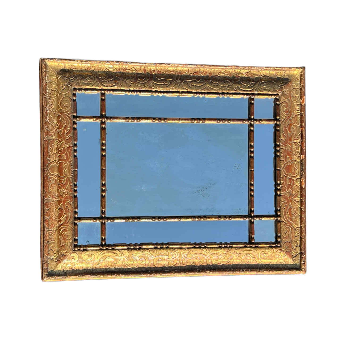 Antique 18th Century Italian Baroque Gilt Wood Mirror 35 x 43