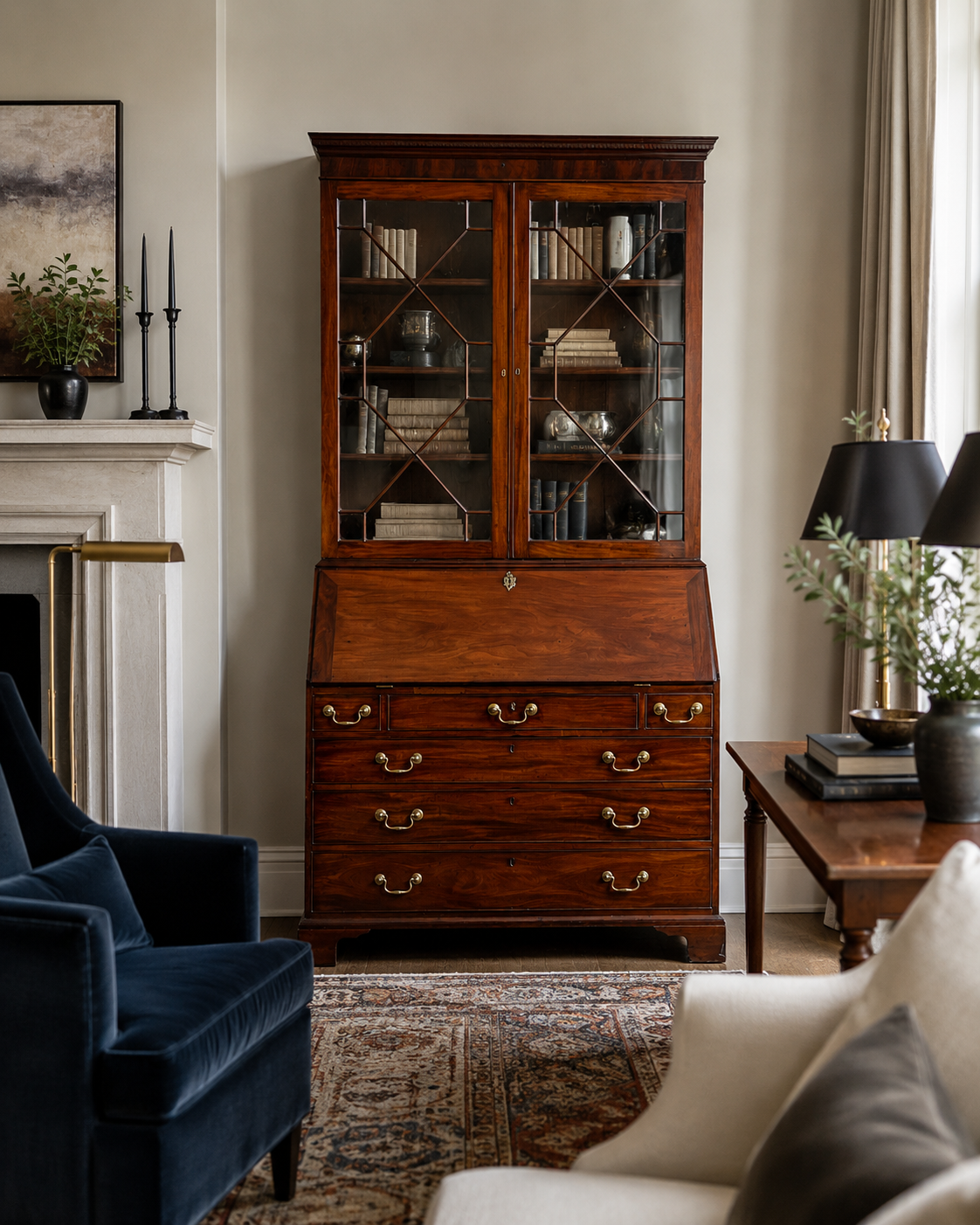 Antique George III Secretary with Bookcase c. Late 18th Century