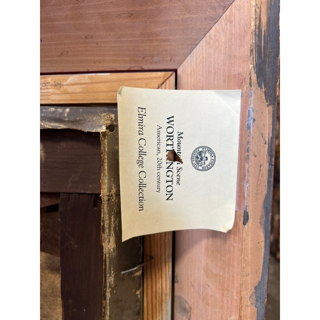 Painting Oil on Canvas Alfred Worthington (British 1835-1927) “Mountain Lake” Signed Lower Right