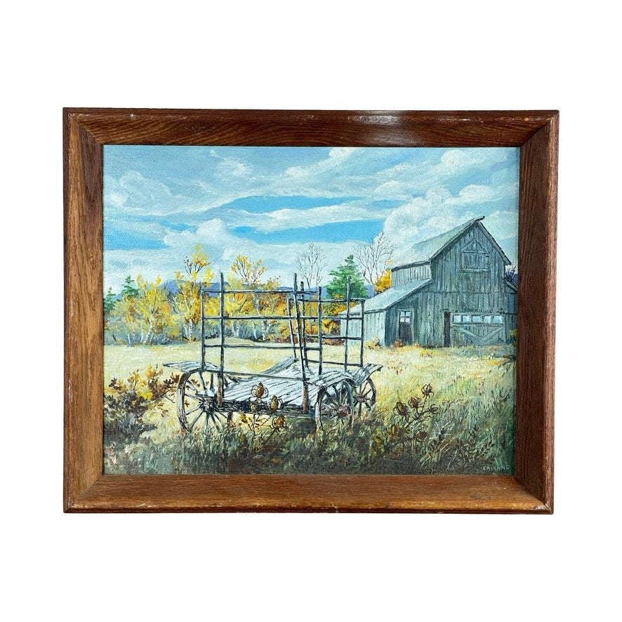 Oil on Board “Fall Scene with Barn” by Roc Caivano