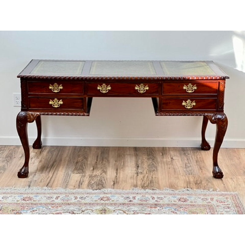 Vintage Chippendale Style Solid Mahogany Partners Desk