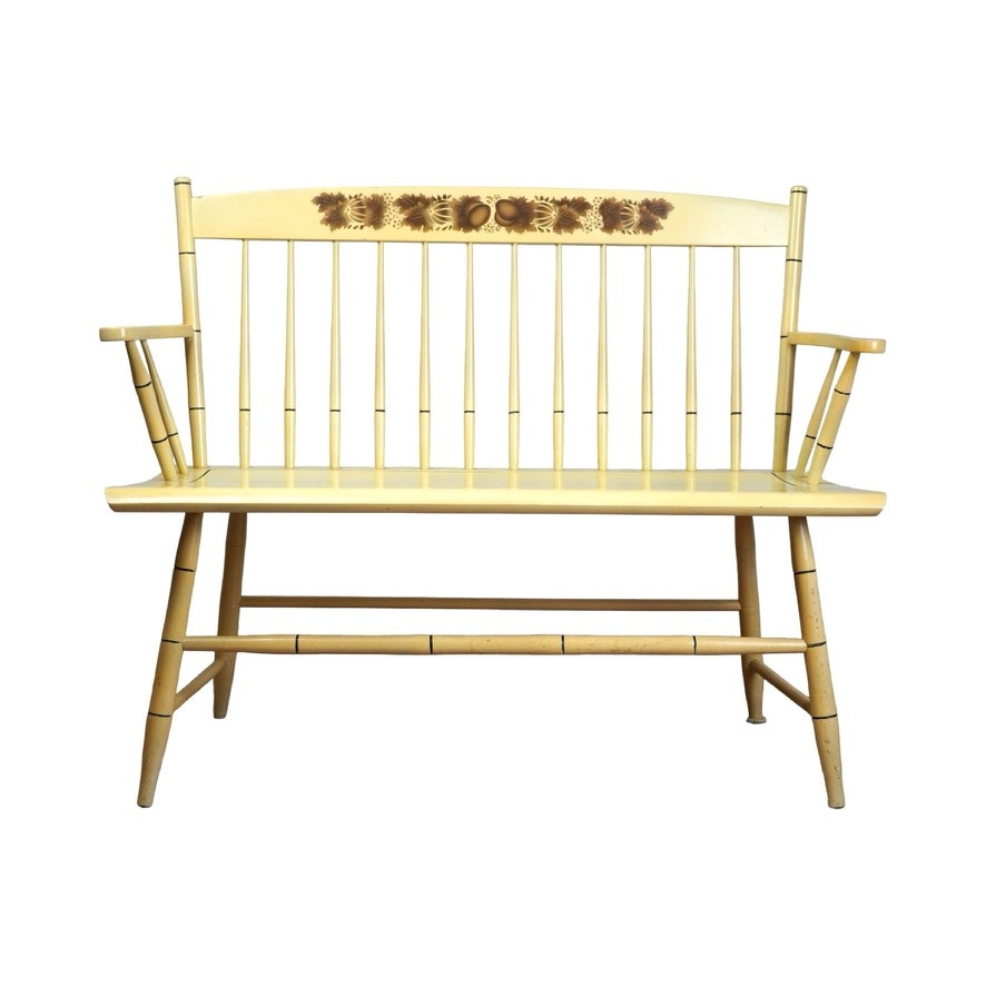 Vintage Hitchcock White Harvest Deacons Bench