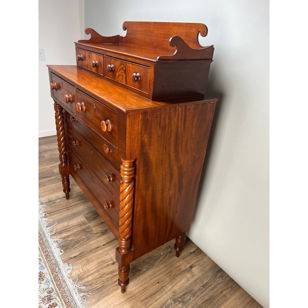 Antique Federal Period Mahogany Sheraton Deck Top Chest of Drawers c. 1820