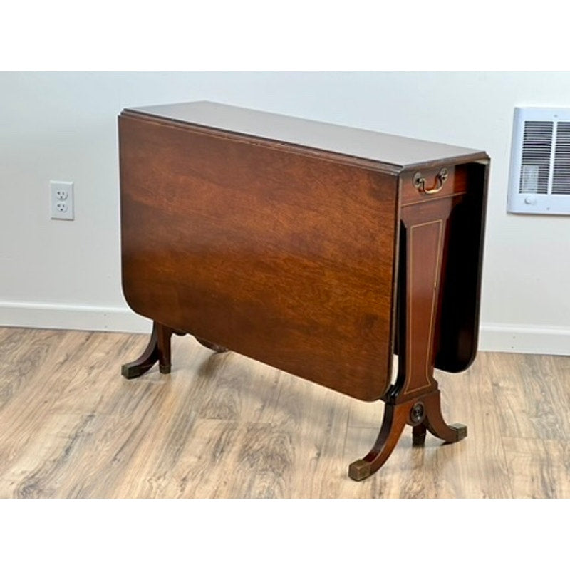 Vintage English Georgian Style Mahogany Drop Leaf Table c. 1940s