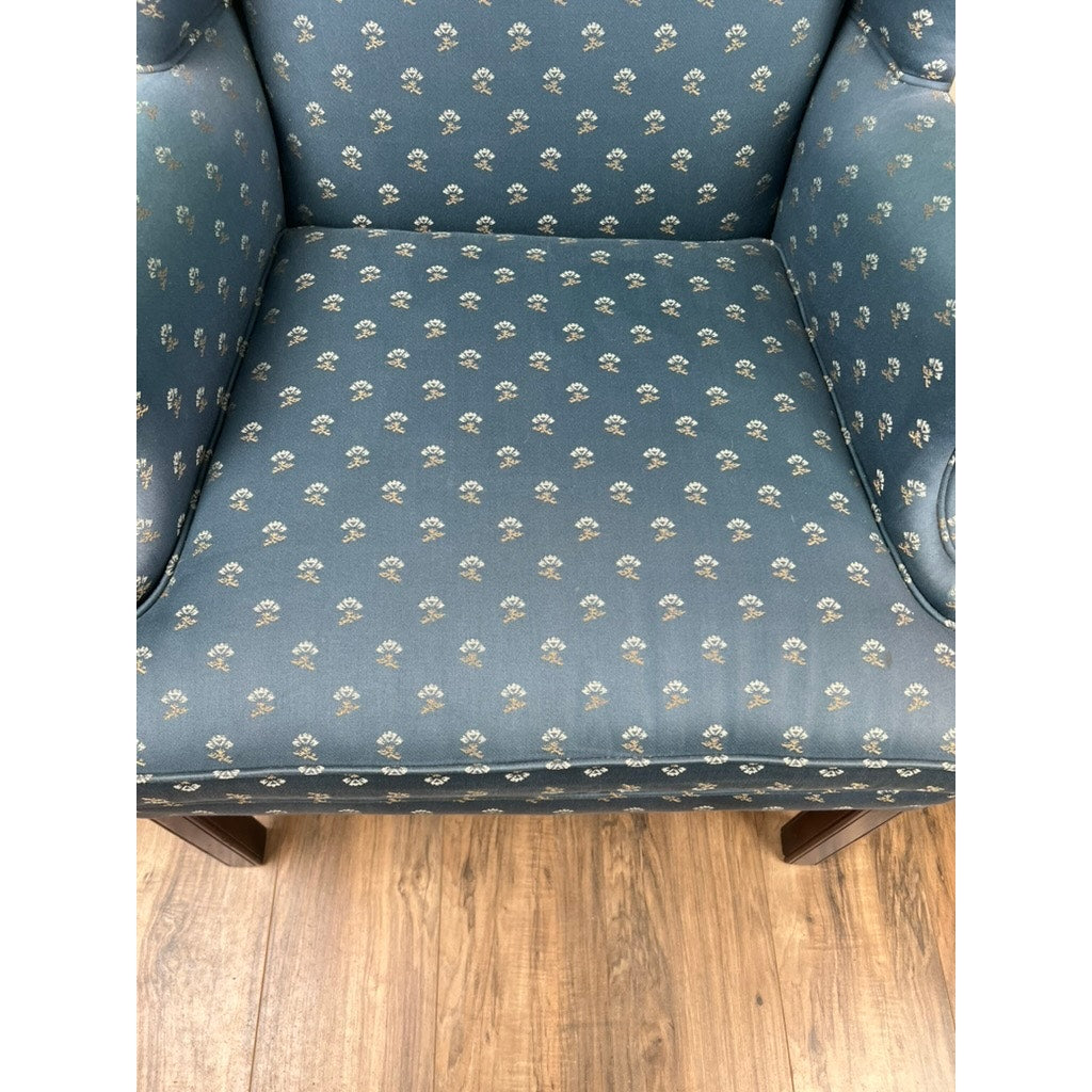 Vintage Blue Wingback Arm Chair by Laine