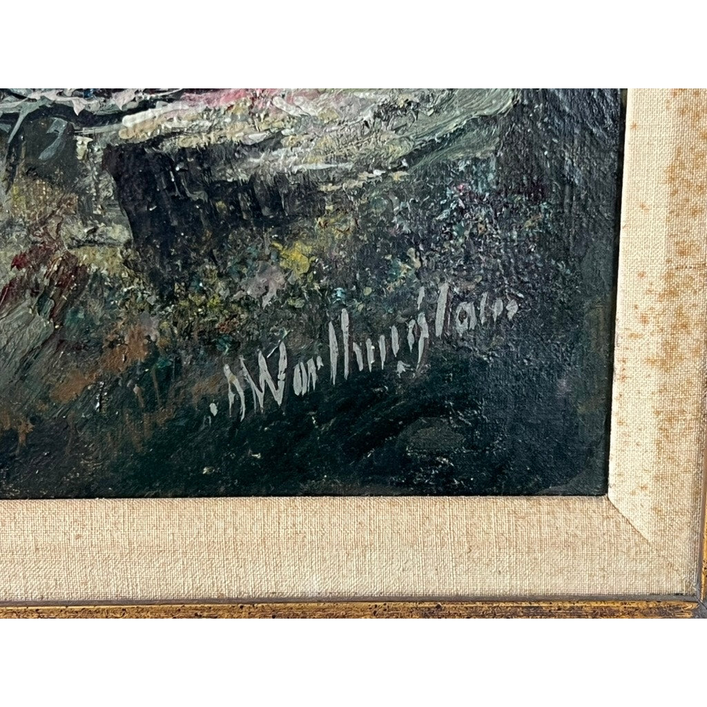 Painting Oil on Canvas Alfred Worthington (British 1835-1927) “Mountain Lake” Signed Lower Right