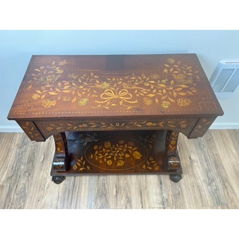 Antique 19th Century Dutch Floral Marquetry Console Pier Table