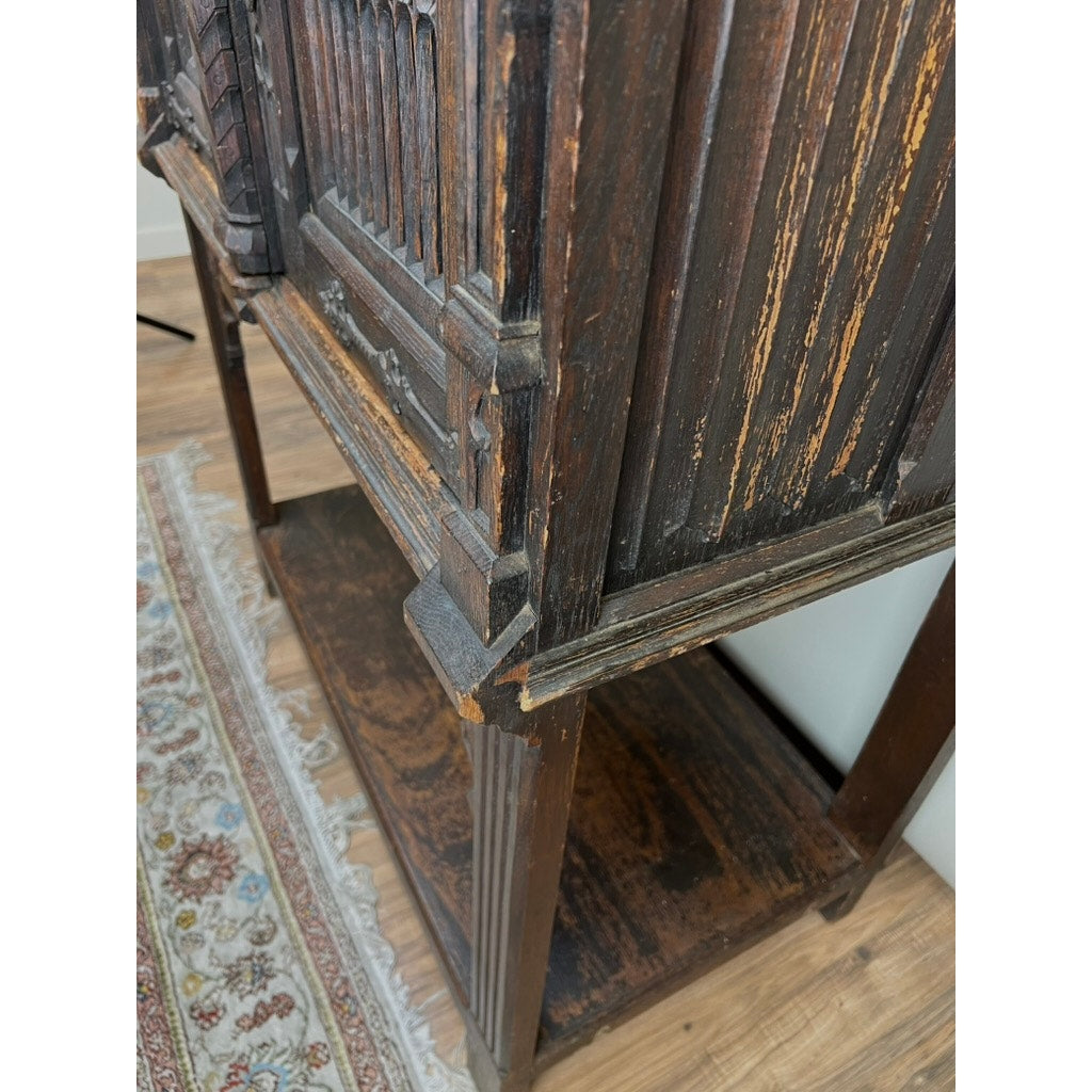 Antique 19th Century Belgian Gothic Revival Court Cupboard