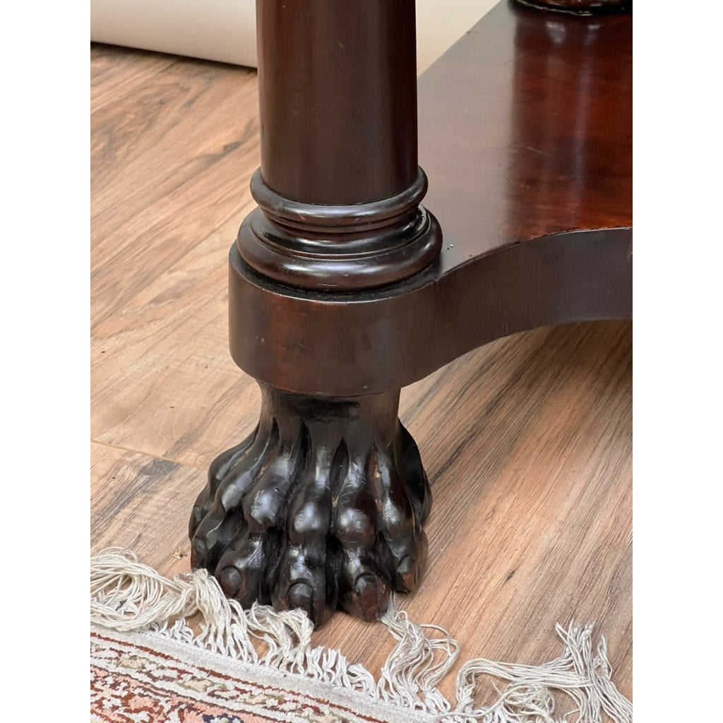 Antique Late Federal Mahogany Paw Foot Pier Table c. 1840