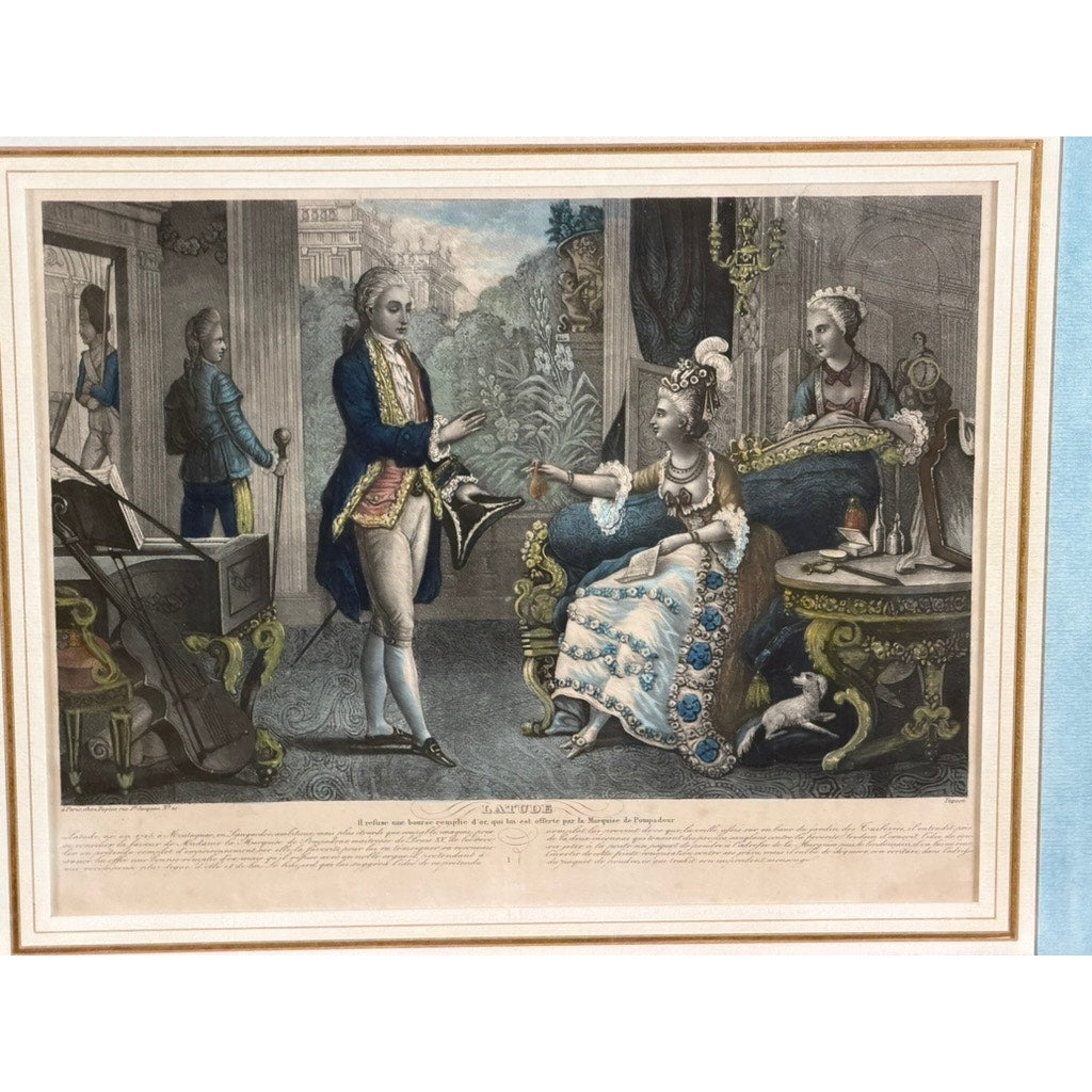 Set of Four French Hand-Colored Engravings Depicting the Life of Latude, Published by Dopter, Paris, Early 19th Century
